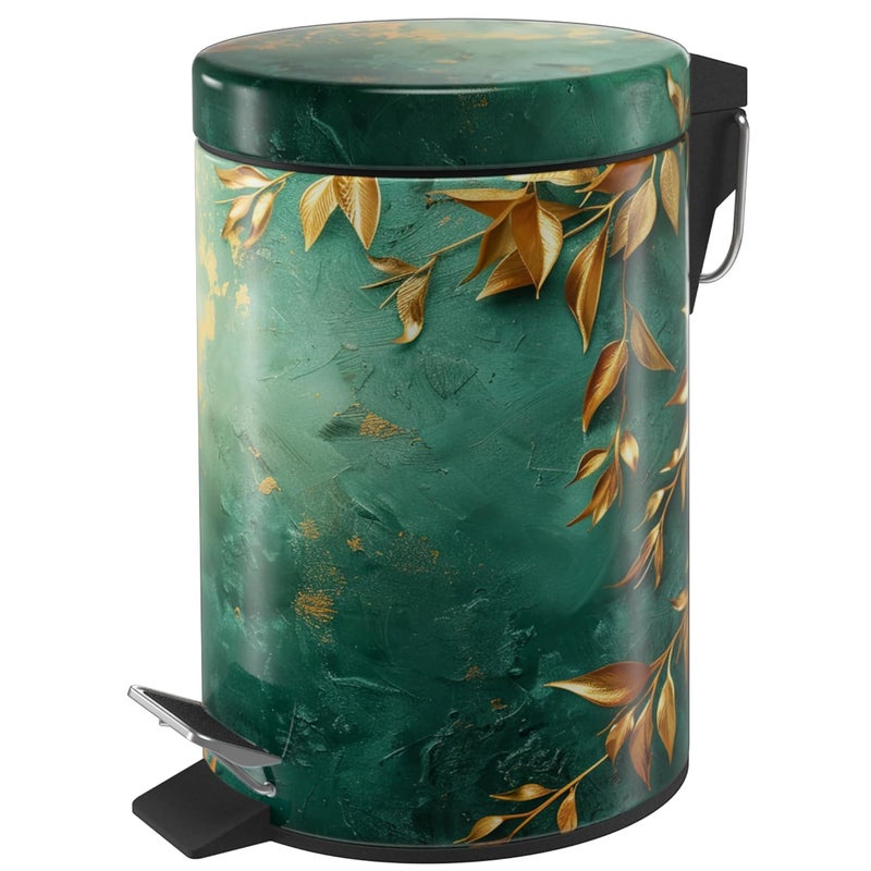 Sanilo Small Bathroom Trash Can with Lid [1.3 Gallon] - Lidded Tiny Trashcan for Garbage - Mini Metal Bin with Soft Closing Mechanism - Bath Room Accessoire Wastebin with Inner Bucket (Greego) - Image 1